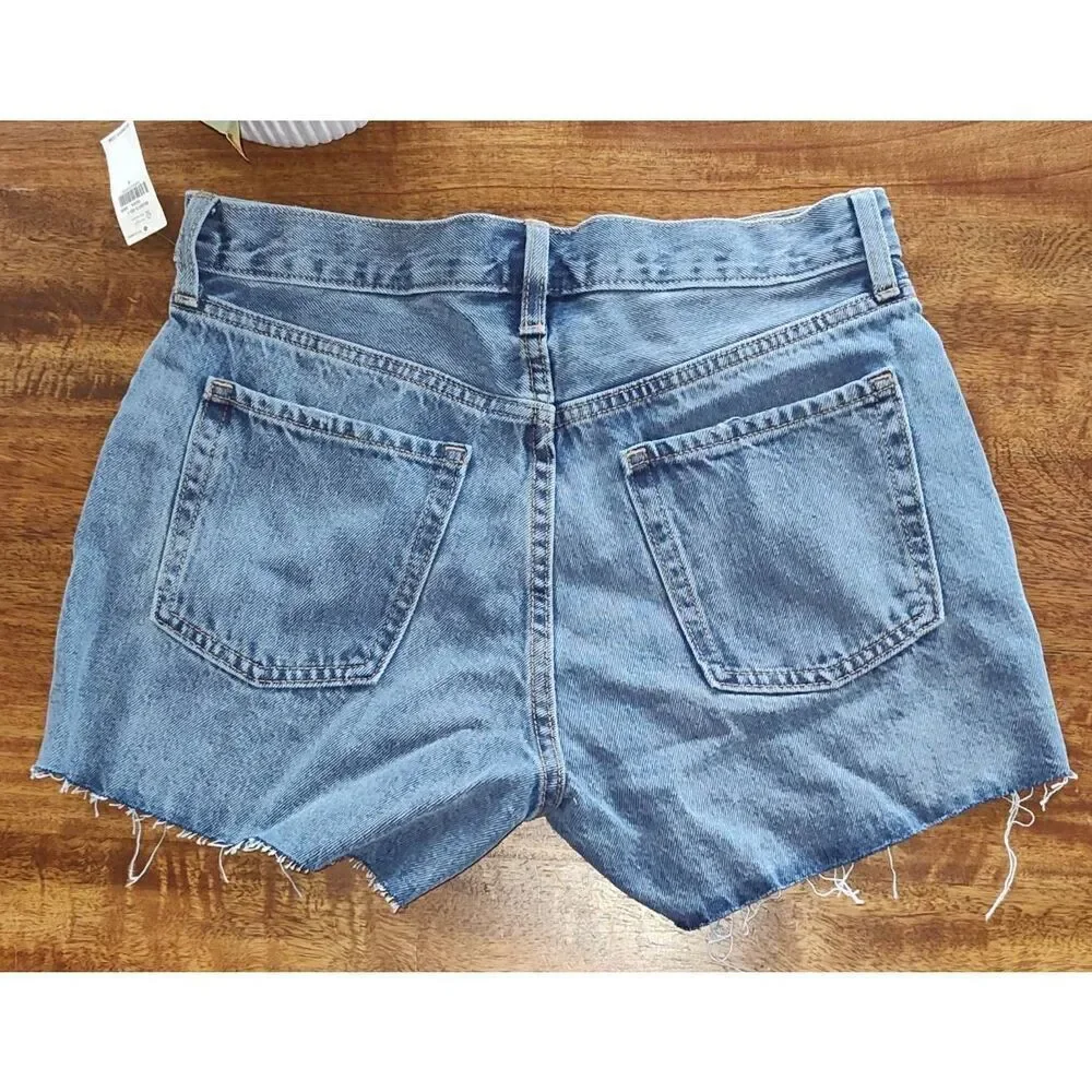 Old Navy Jean Shorts Size 4 High Rise Slouchy Straight Cut-Offs Distressed Butto
